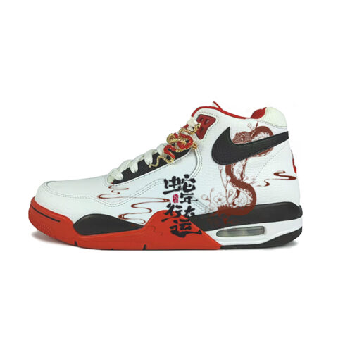 Nike Flight Legacy Synthetic Leather Cushioning Mid top Vintage Basketball Shoes Unisex Red White