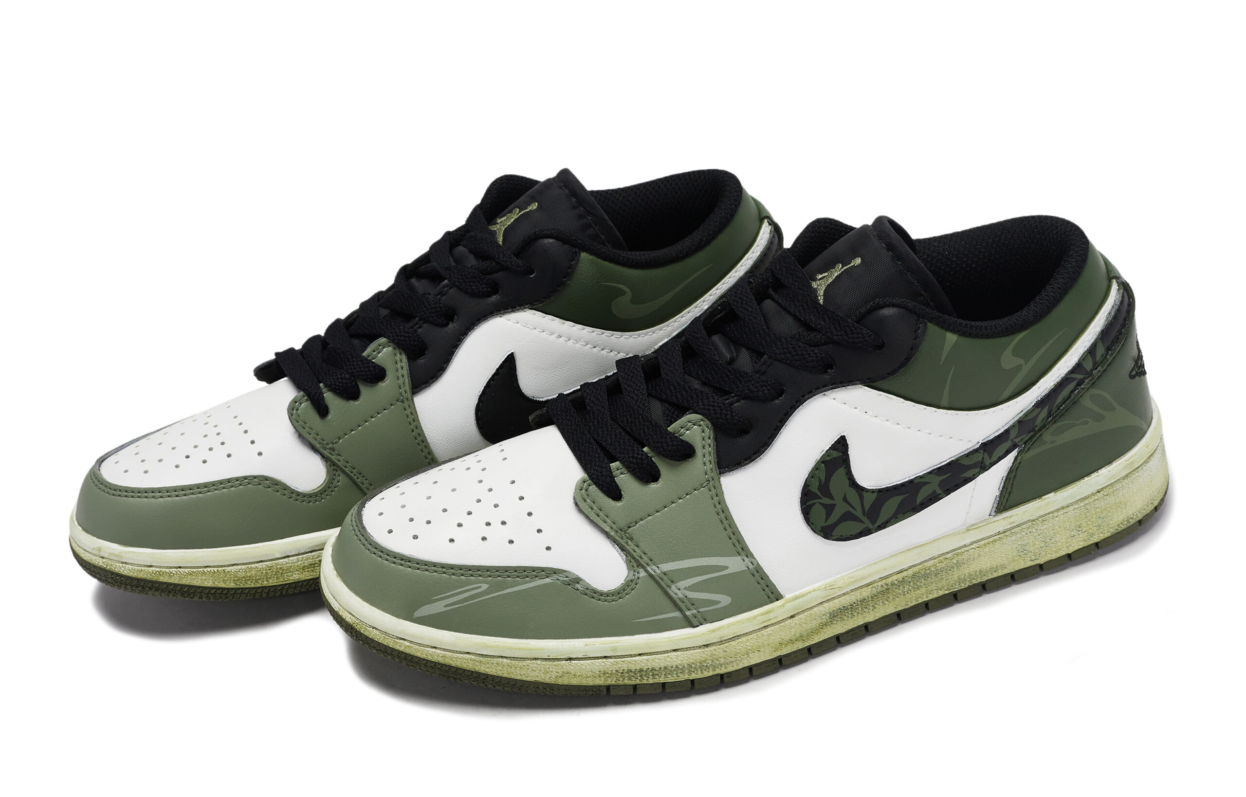 Jordan Air Jordan 1 Vintage Basketball Shoes Unisex Low Top Black/White/Green