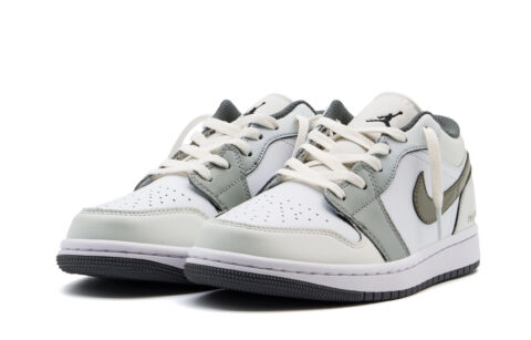 Jordan Air Jordan 1 Cushioning, Wear Resistant Low top Vintage Basketball Shoes Unisex Light Gray