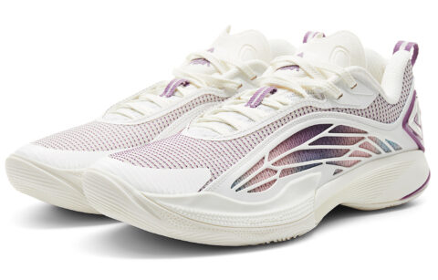PEAK Cushioning Abrasion Resistant Rebound Low top Basketball Shoes Men’s Super Light White Purple