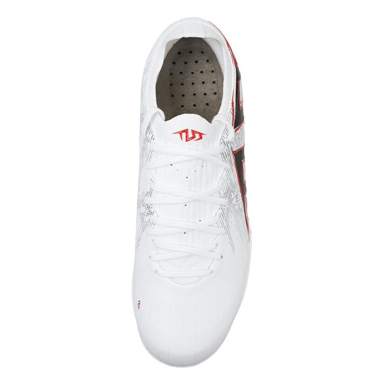 TLSS. MG Multi Ground Artificial Turf Cushioning Slip Resistant Abrasion Resistant Soccer Shoes Men’s White Black Red