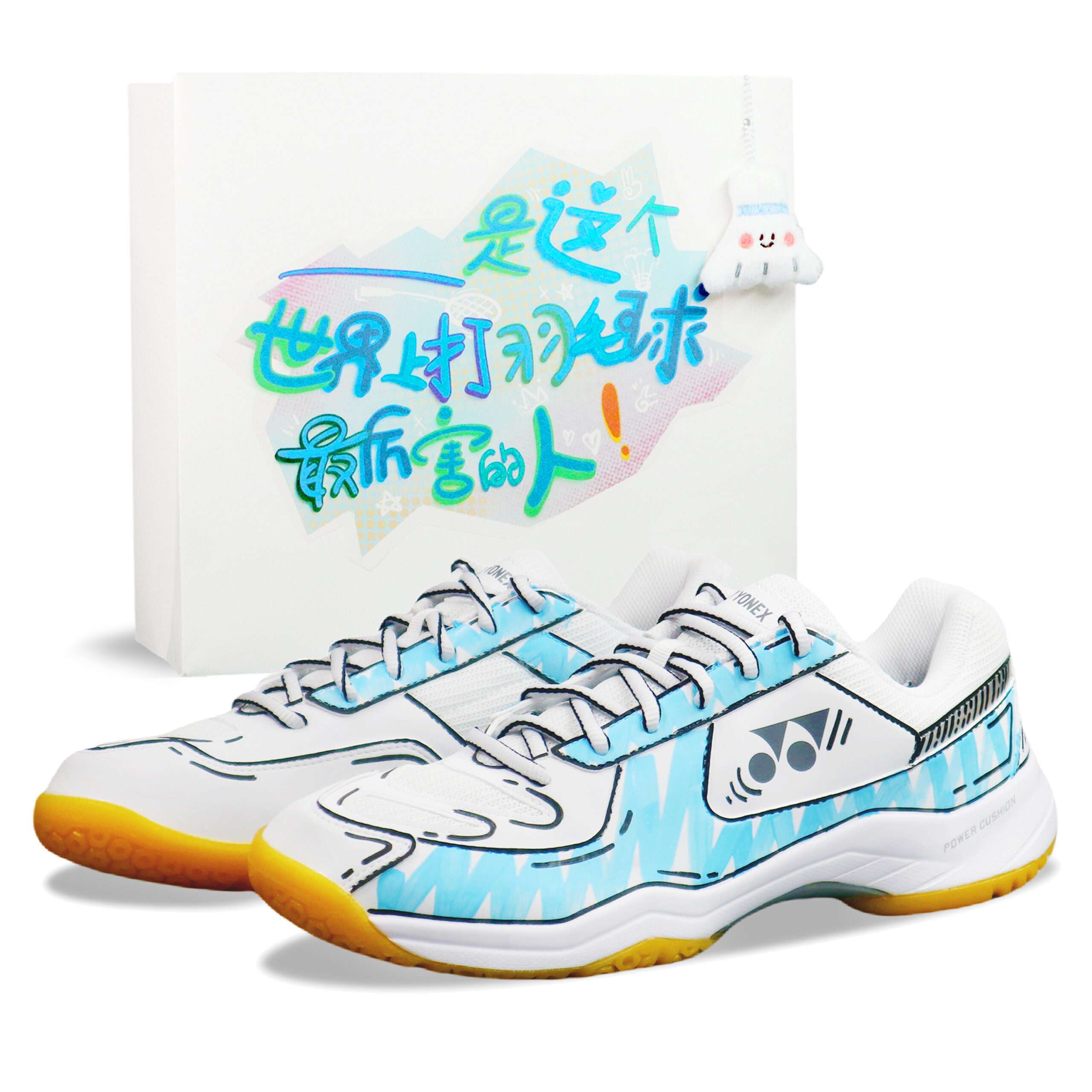 YONEX Power Cushion Cushioning Breathable Coverage Low top Badminton Shoes Unisex White Blue