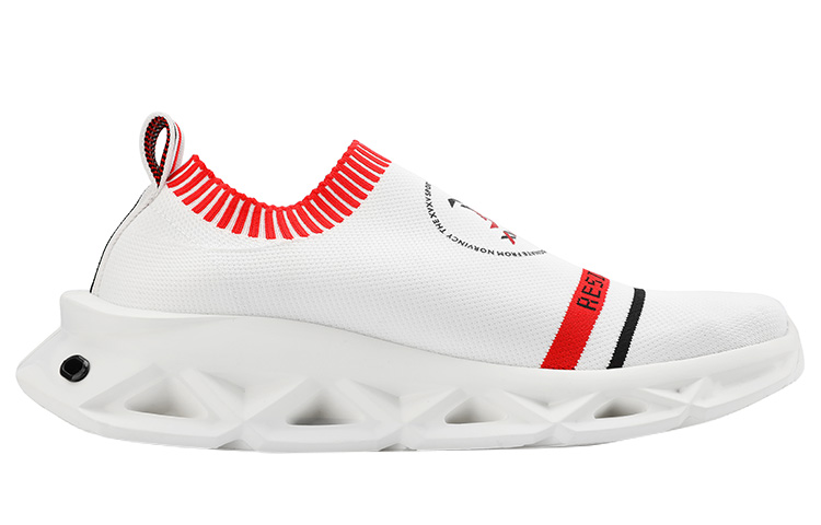 NORVINCY Breathable Low top Running Shoes Unisex White Red Stylish Outdoors