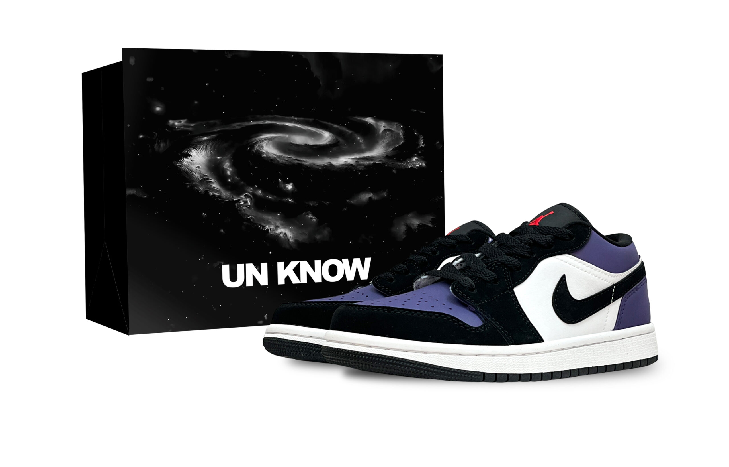 Jordan Air Jordan 1 Reverse Black Purple Slip Resistant Abrasion Resistant Low top Vintage Basketball Shoes Unisex