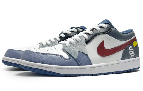 Jordan Air Jordan 1 Cushioning Slip Resistant Abrasion Resistant Low top Vintage Basketball Shoes Men’s Blue Red