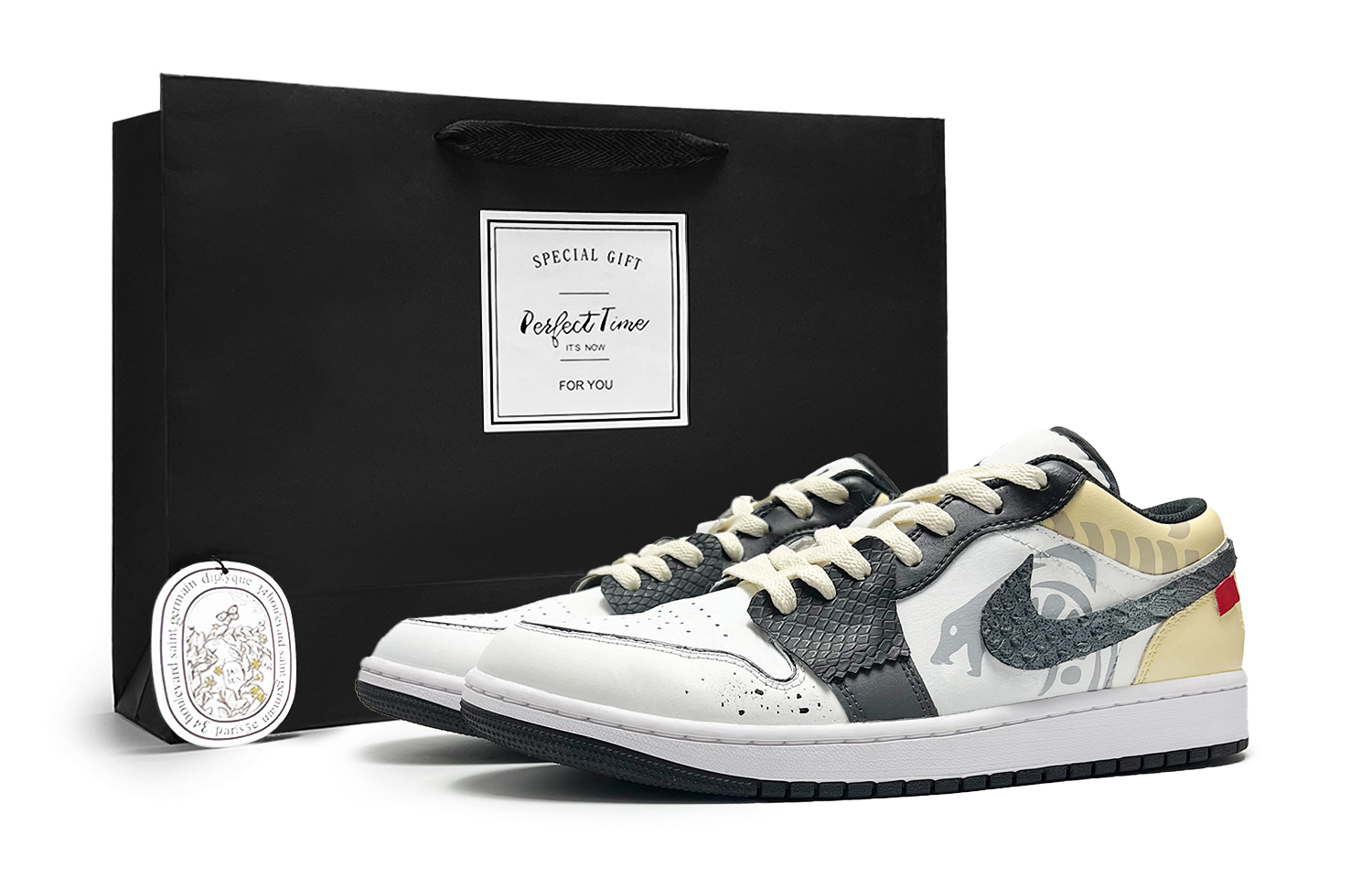 Jordan Air Jordan 1 Slip Resistant Abrasion Resistant Low top Vintage Basketball Shoes Men’s White