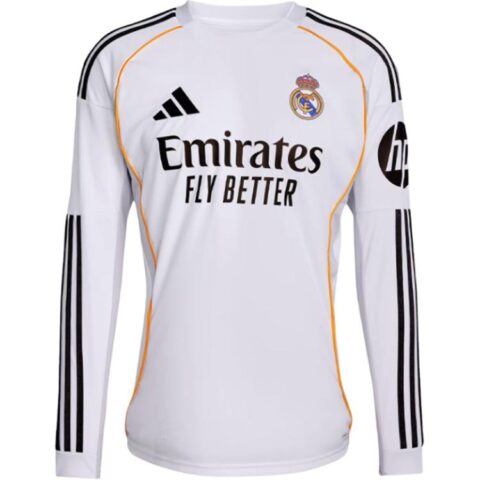 Adidas Free Shipping With AdiClub Real Madrid 25/26 Long Sleeve Home Jersey