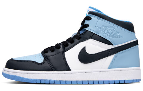 Jordan Air Jordan 1 All Star Leather Abrasion Resistant Mid top Vintage Basketball Shoes Unisex Blue Black White