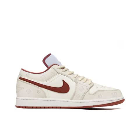 Jordan Air Jordan 1 Leather Slip Resistant Abrasion Resistant Low top Vintage Basketball Shoes Unisex White