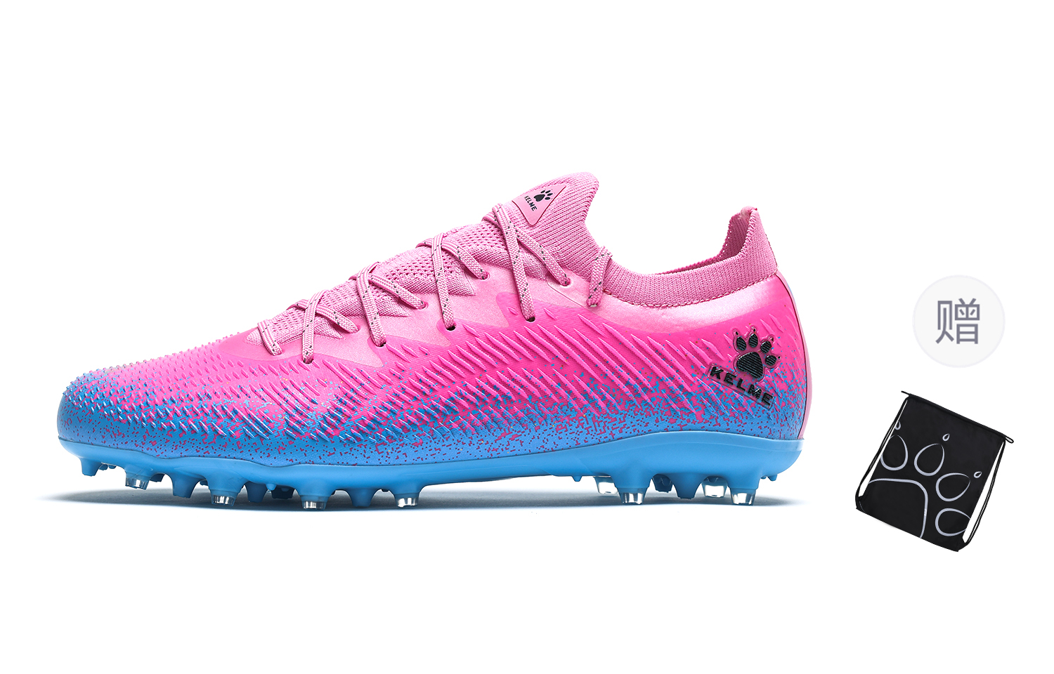 KELME Gale 2.5 MG Multi Ground Cushioning Slip Resistant Abrasion Resistant Soccer Shoes Unisex Pink Blue