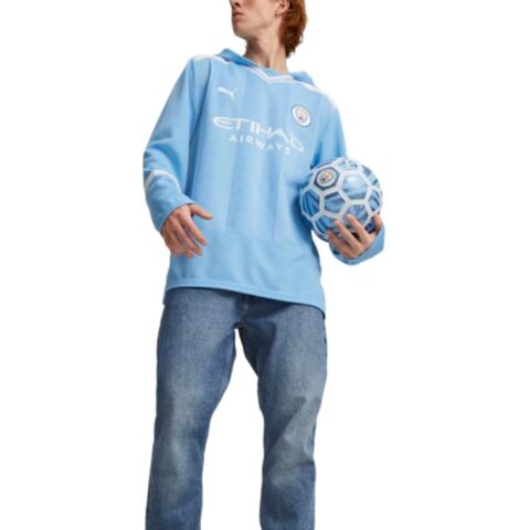 PUMA Manchester City Oversized Winter Football Jersey Soccer Jersey Men’s Light Blue