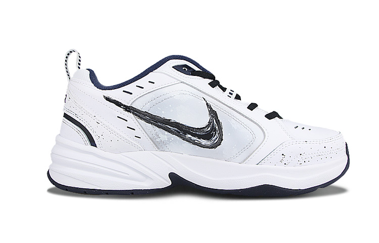 Nike Air Monarch 4 PU Leather Low top Chunky Sneakers Unisex White Black