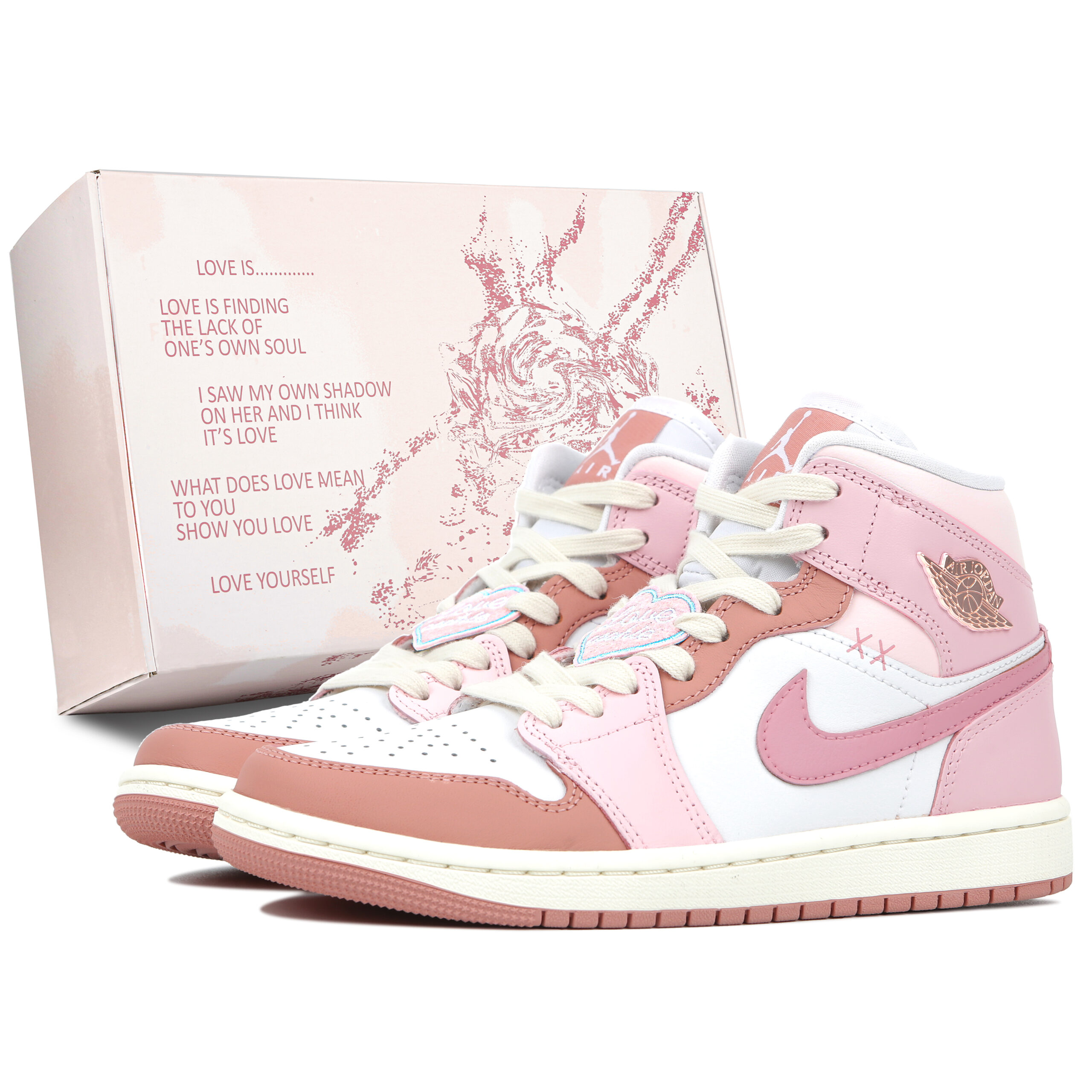 Jordan Air Jordan 1 Abrasion Resistant Slip Resistant Mid top Vintage Basketball Shoes Women’s Pink
