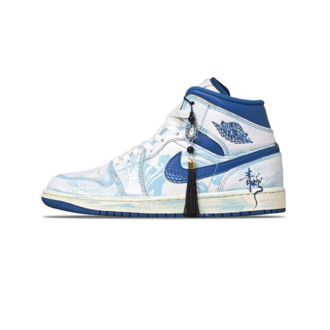 Jordan Air Jordan 1 Abrasion Resistant, Breathable, Lightweight Mid top Vintage Basketball Shoes Men’s Blue