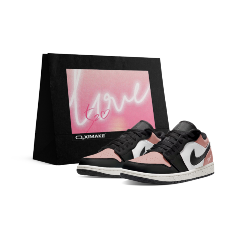 Jordan Air Jordan 1 Wear resistant And Lightweight Low top Vintage Basketball Shoes Unisex Black White Pink