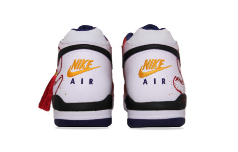 Nike Flight Legacy Slip Resistant Abrasion Resistant Mid top Vintage Basketball Shoes Men’s White Black Red
