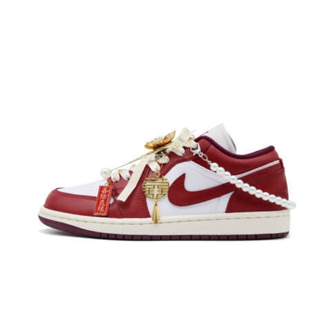 Jordan Air Jordan 1 Begonia Leather Slip Resistant Abrasion Resistant Low top Vintage Basketball Shoes Unisex Red White