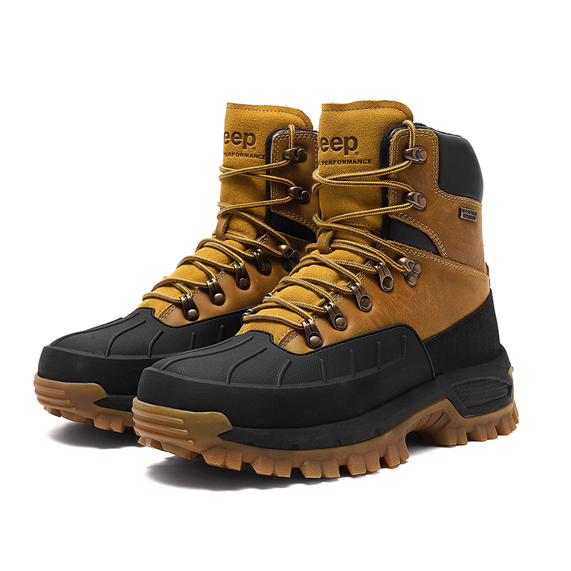 Jeep Synthetic Leather Comfortable High top Outdoor Shoes Men’s Gold