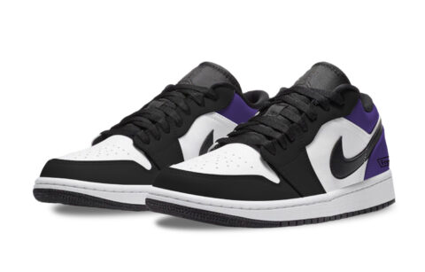 Jordan Air Jordan 1 Dark Reddish Purple Abrasion Resistant Low top Vintage Basketball Shoes Unisex Black Purple