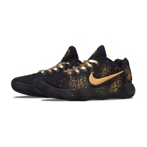 Nike Hyperdunk 2017 Golden Dragon Abrasion Resistant Low top Basketball Shoes Unisex Black Gold