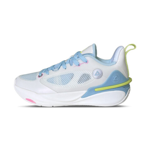 PEAK Delicate Cushioning Slip Resistant Abrasion Resistant Mid top Basketball Shoes Women’s Milk White Blue