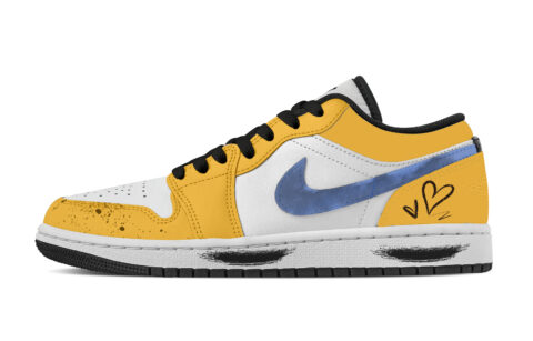 Jordan Air Jordan 1 Bumblebee, Heart Box Abrasion Resistant Low top Vintage Basketball Shoes Women’s White Yellow