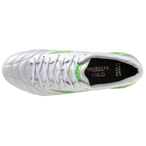 Mizuno Morelia Neo 4 Slip Resistant Abrasion Resistant Soccer Shoes Unisex White Green