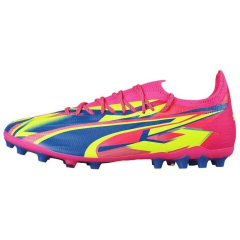 PUMA Ultra Ultimate MG Multi Ground Artificial Turf Cushioning, Wear Resistant Soccer Shoes Unisex Pink Blue