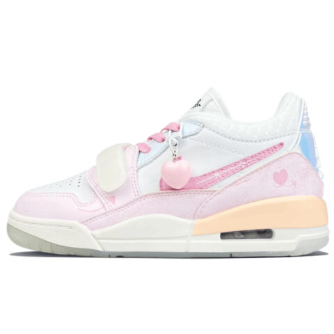Jordan Legacy 312 Slip Resistant Abrasion Resistant Mid top Vintage Basketball Shoes Unisex Pink Blue White