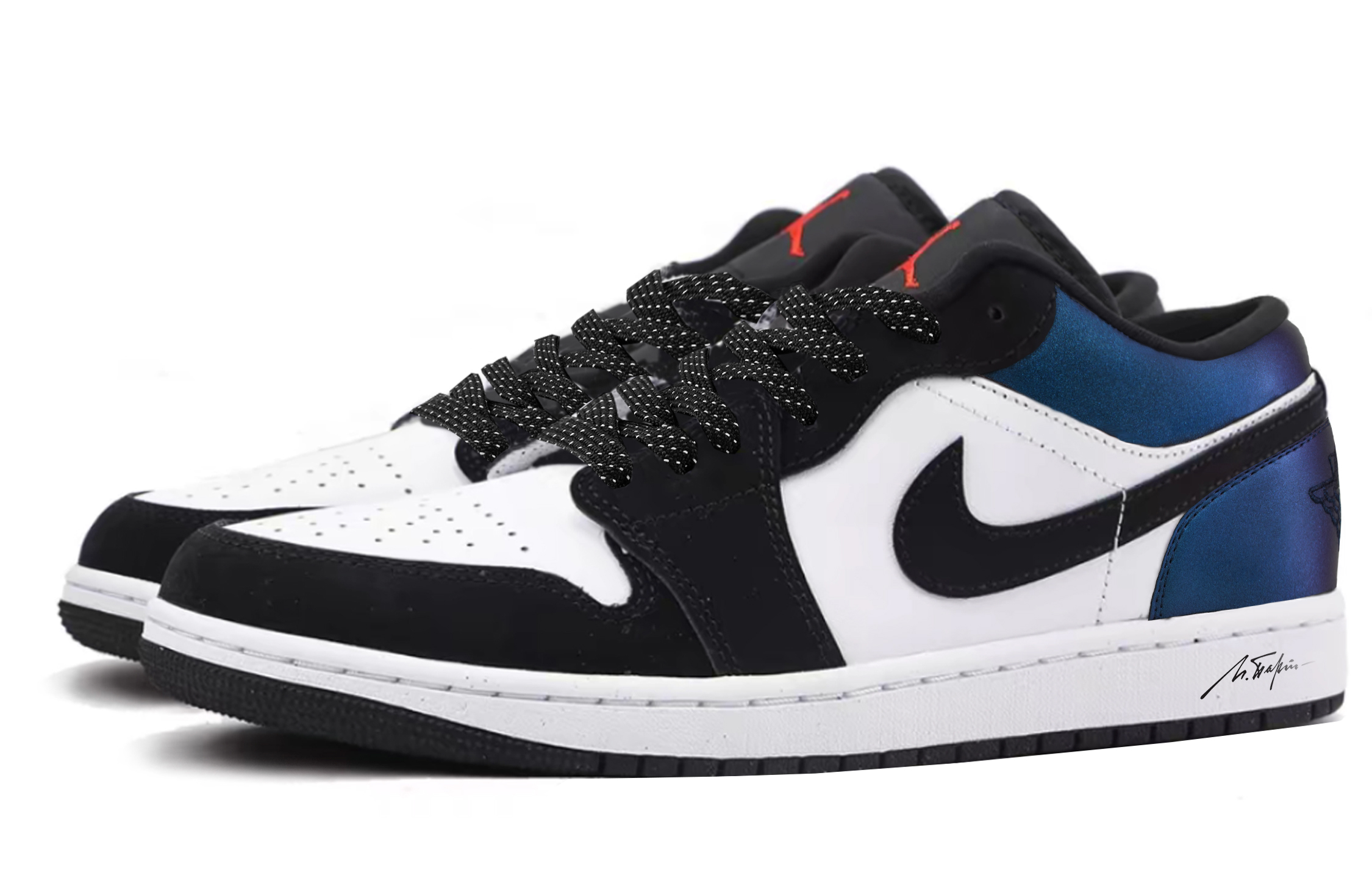 Jordan Air Jordan 1 Wear resistant And Lightweight Low top Vintage Basketball Shoes Unisex Black Purple Blue