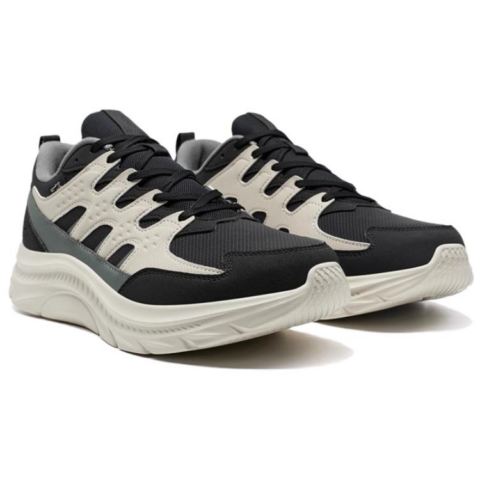 XTEP Textile, Synthetic Leather Slip Resistant Abrasion Resistant Low top Casual Running Shoes Men’s Black Gray