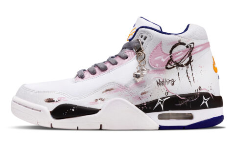 Nike Flight Legacy Steam Planet Slip Resistant Abrasion Resistant Mid top Vintage Basketball Shoes Men’s White Pink