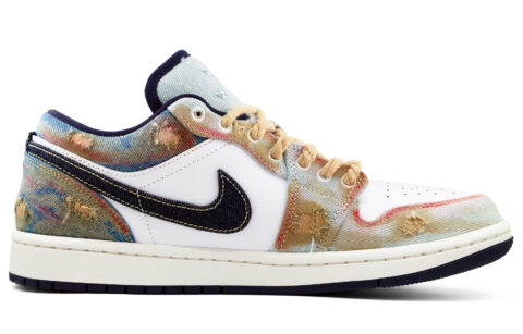 Nike Air Jordan 1 Washed Denim Abrasion Resistant Breathable Low top Vintage Basketball Shoes Men’s