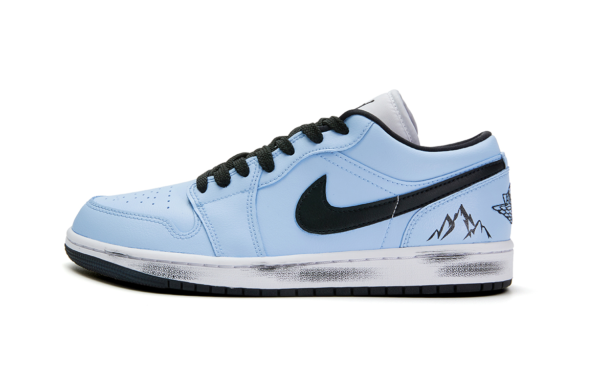Jordan Air Jordan 1 Slip Resistant Abrasion Resistant Low top Vintage Basketball Shoes Unisex Blue