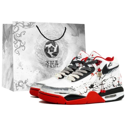 Nike Flight Legacy Slip Resistant Abrasion Resistant Mid top Vintage Basketball Shoes Unisex White
