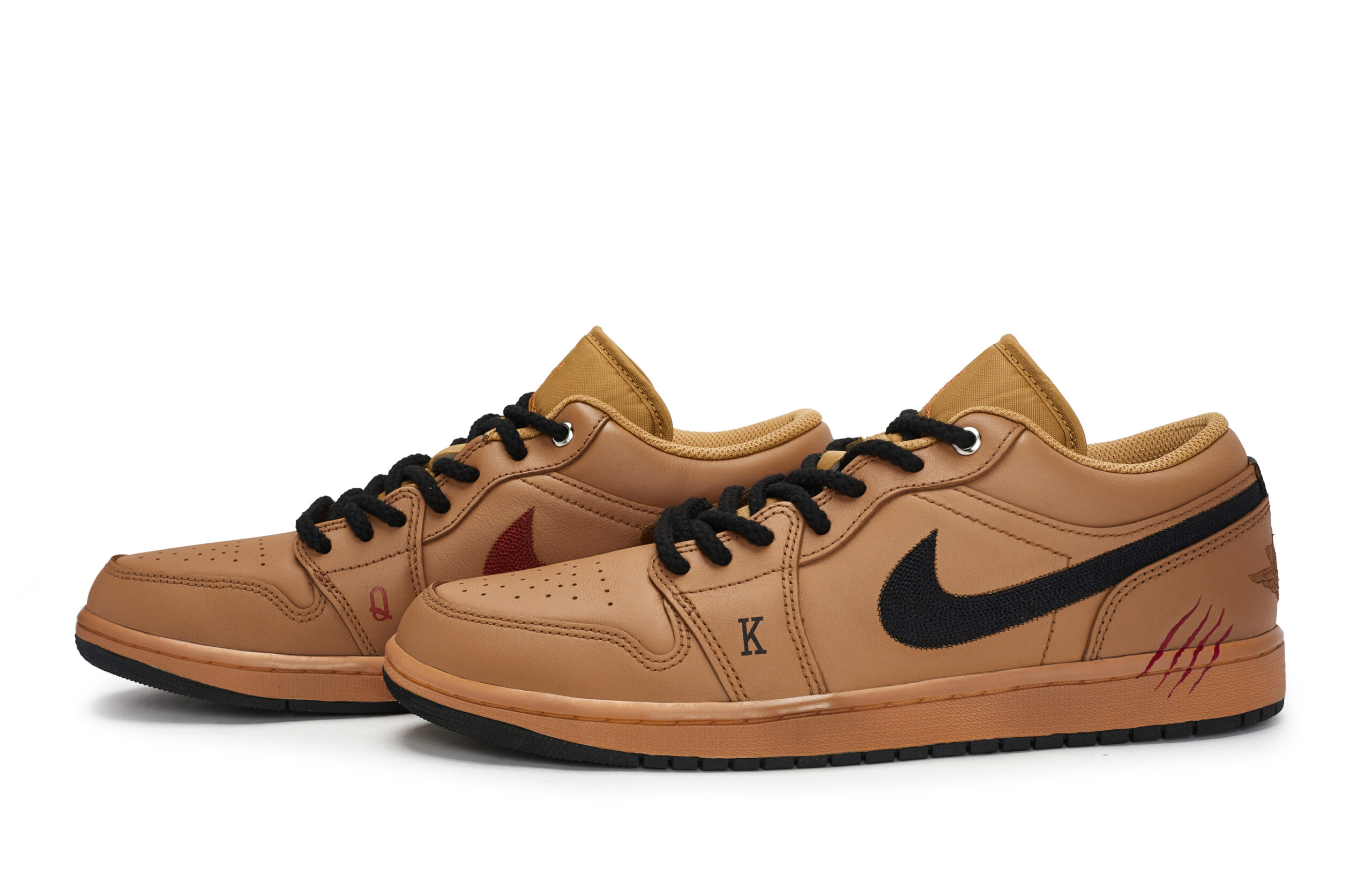 Jordan Air Jordan 1 Slip Resistant Abrasion Resistant Low top Vintage Basketball Shoes Men’s Black Brown Tan