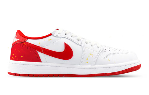 Jordan Air Jordan 1 Abrasion Resistant Low top Vintage Basketball Shoes Unisex White Red