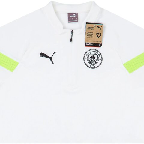 PUMA 2022 23 Manchester City 1/4 Zip Training Fleece Soccer Jersey Unisex White