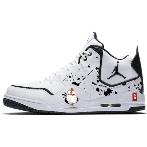 Jordan Courtside 23 Rooster Slip Resistant Mid top Vintage Basketball Shoes Men's White Black