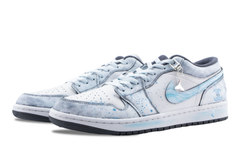 Jordan Air Jordan 1 Gray Scale Dream Abrasion Resistant Low top Vintage Basketball Shoes Unisex Gray Blue