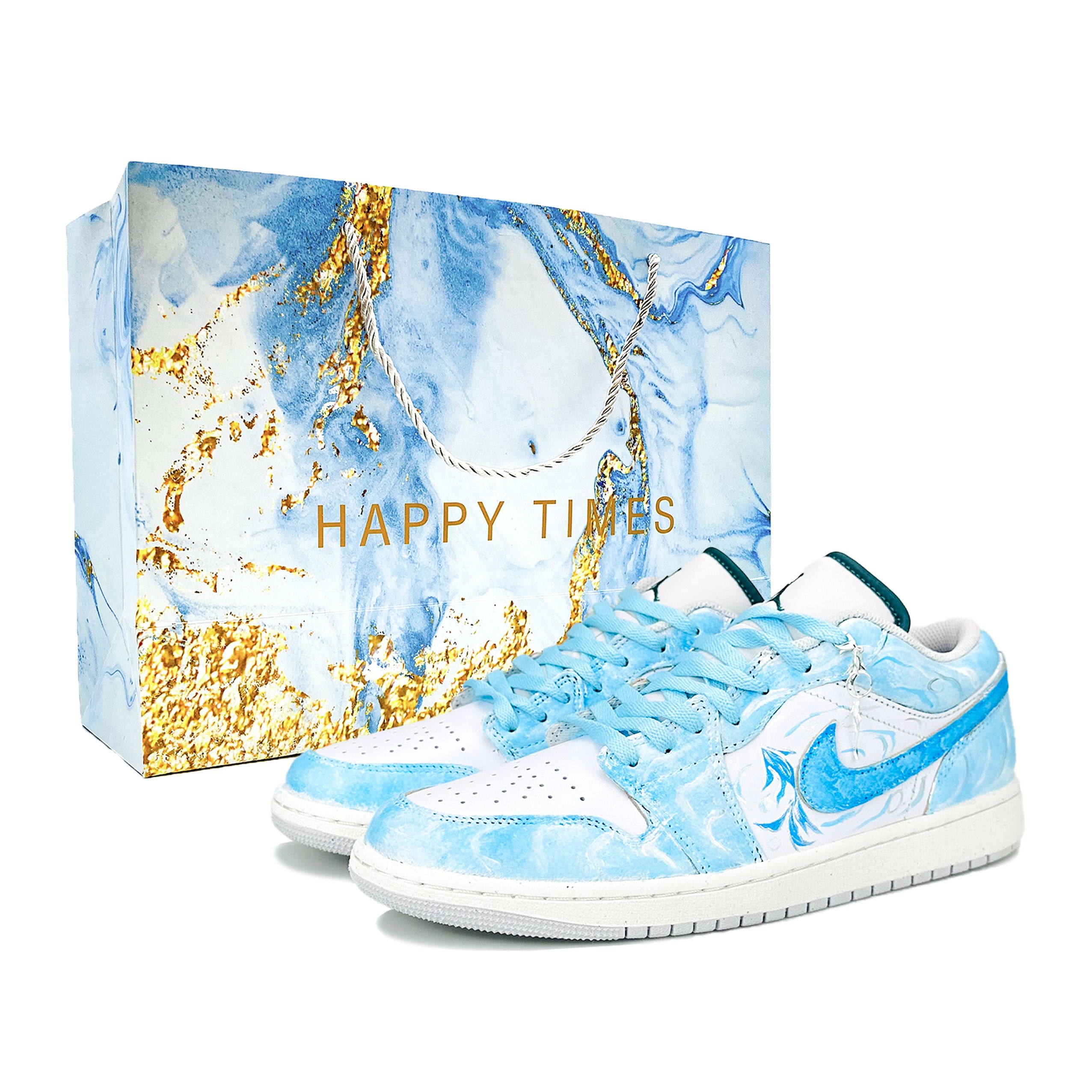 Jordan Air Jordan 1 Cushioning Abrasion Resistant Low top Vintage Basketball Shoes Unisex Sky Blue