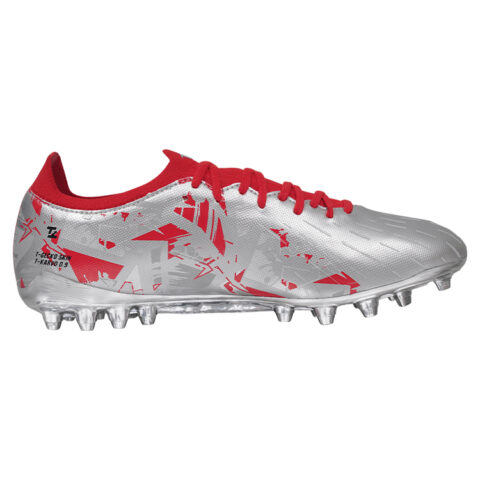 TLSS. MG Multi Ground Artificial Turf Cushioning, Wear Resistant Soccer Shoes Men’s Silver Red