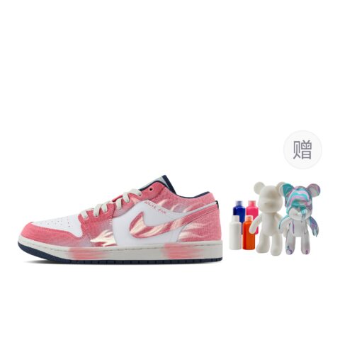 Jordan Air Jordan 1 Tail Fox, Fluid Bear Abrasion Resistant Low top Vintage Basketball Shoes Men’s Pink White