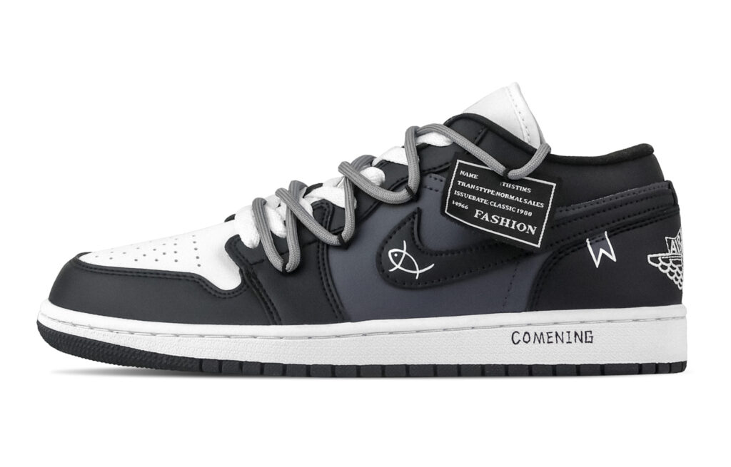 Jordan Air Jordan 1 Sateen Hem Low top Vintage Basketball Shoes Unisex Black Blue