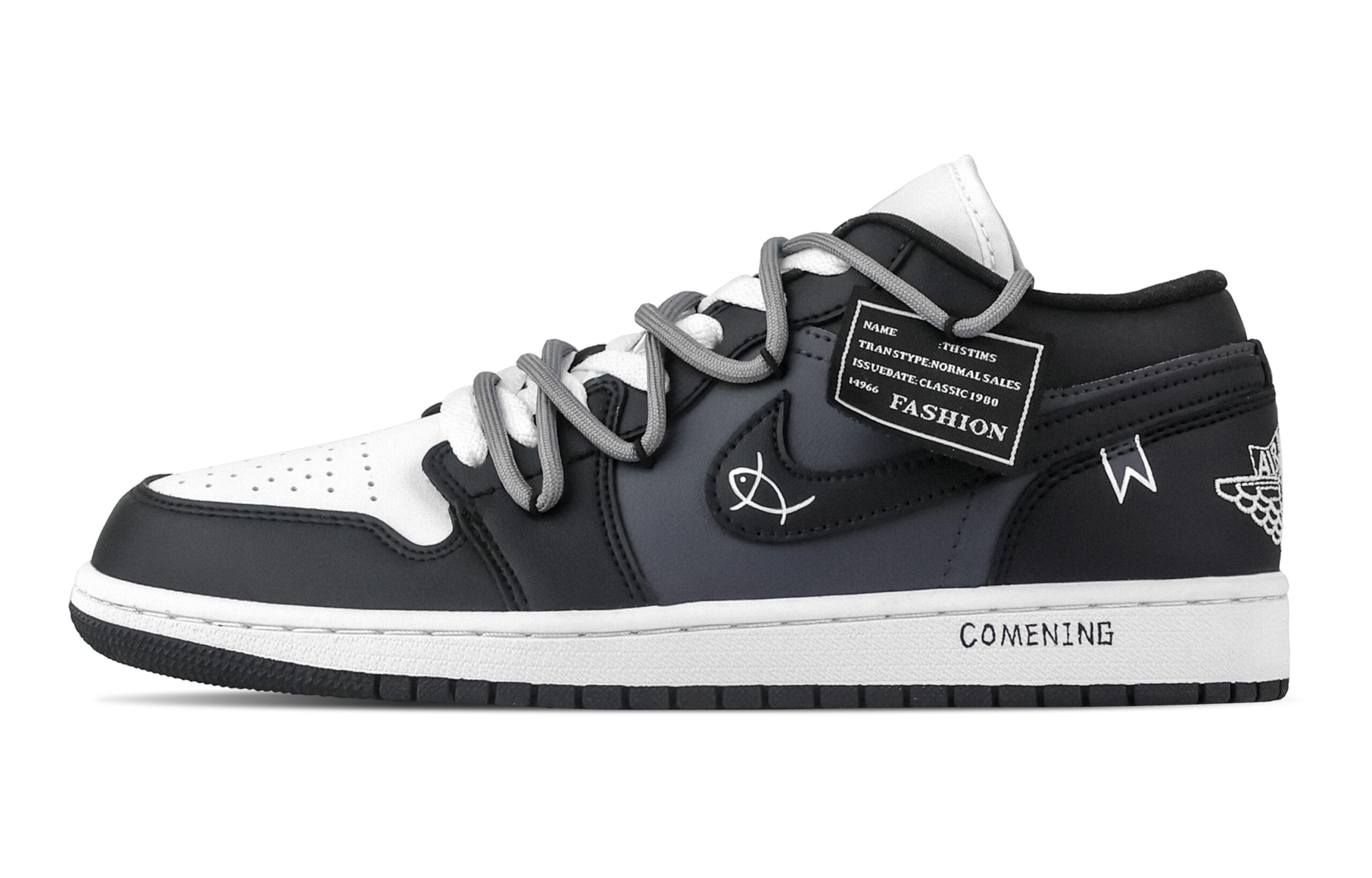 Jordan Air Jordan 1 Sateen Hem Low top Vintage Basketball Shoes Unisex Black Blue