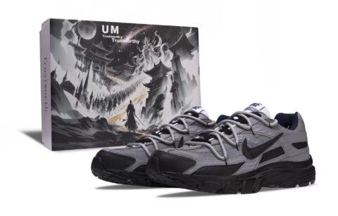 Nike Initiator Cow Split Leather Cushioning Low top Casual Running Shoes Unisex Black Gray
