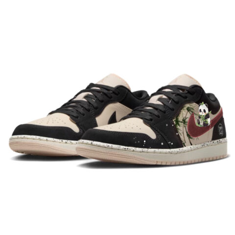 Jordan Air Jordan 1 Cushioning, Wear Resistant Low top Vintage Basketball Shoes Women’s Black Pink