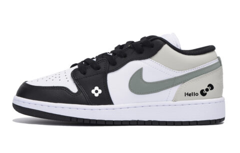 Jordan Air Jordan 1 Love Flower Mist, Special Shoe Box Slip Resistant Low top Vintage Basketball Shoes Men’s White Gray