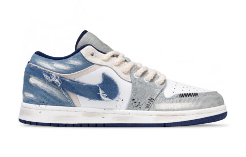Jordan Air Jordan 1 Distressed Denim Slip Resistant Abrasion Resistant Slip Resistant Abrasion Resistant Low top