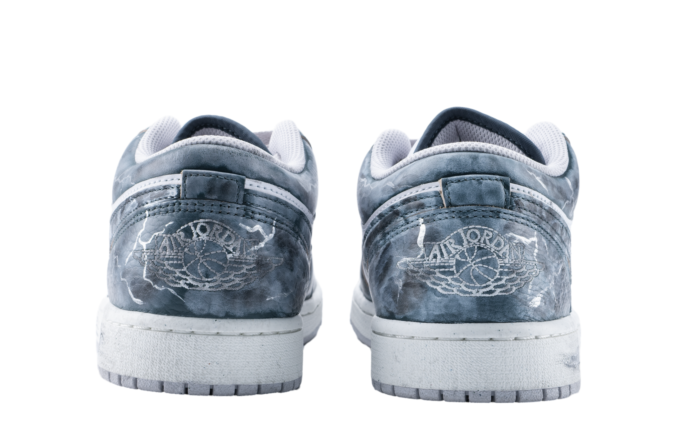Jordan Air Jordan 1 Low top Vintage Basketball Shoes Unisex Gray Black Blue